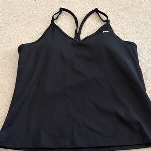 Nike Black Strappy Athletic Tank with White Swoosh